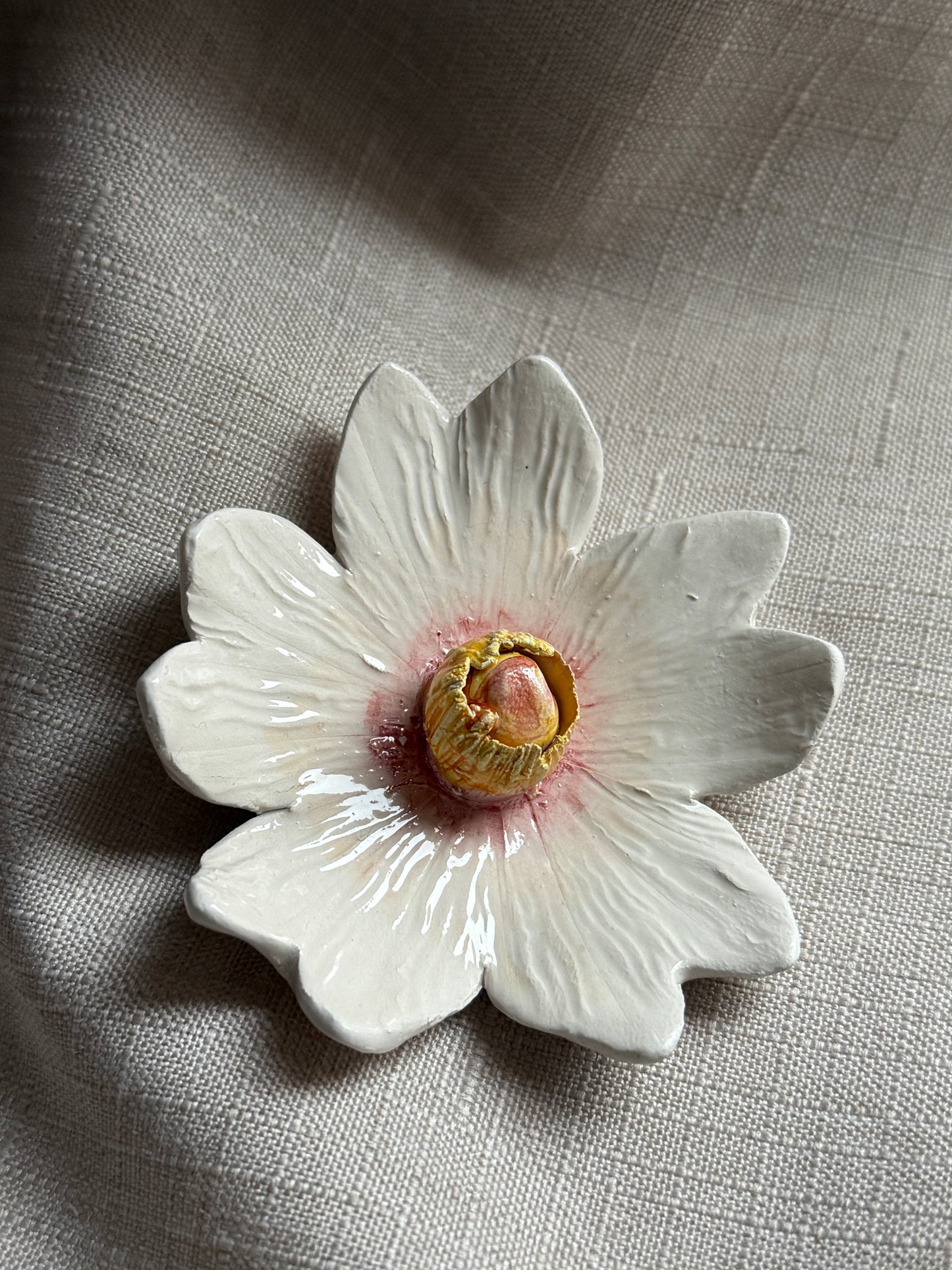 Fiore Decorativo S - Bianco e rosa