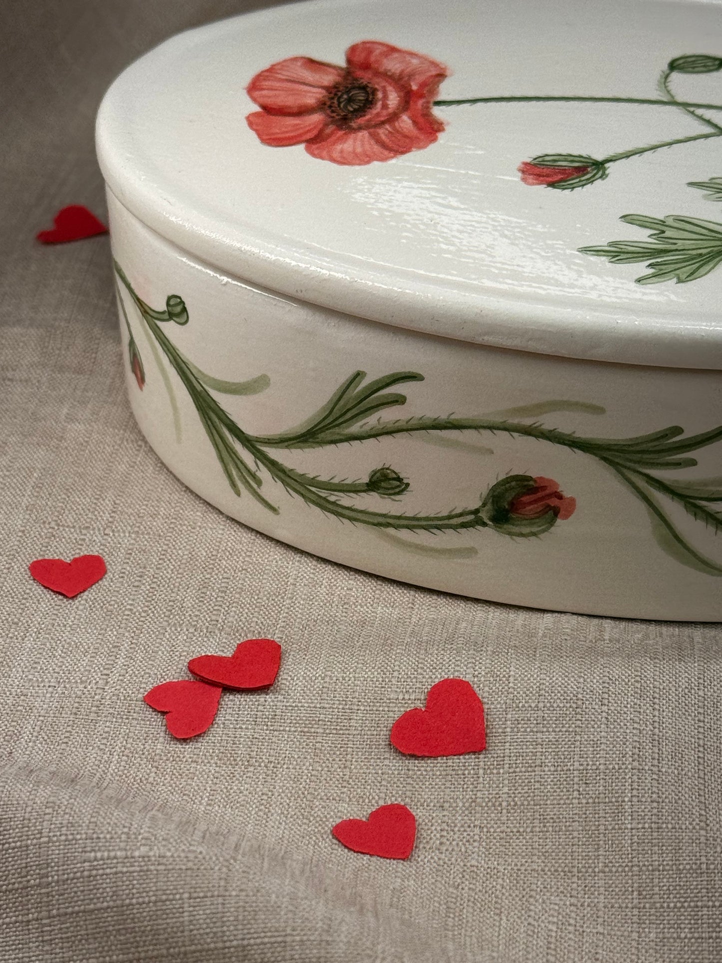 Scatola portagioie grande - Papavero + cioccolatini