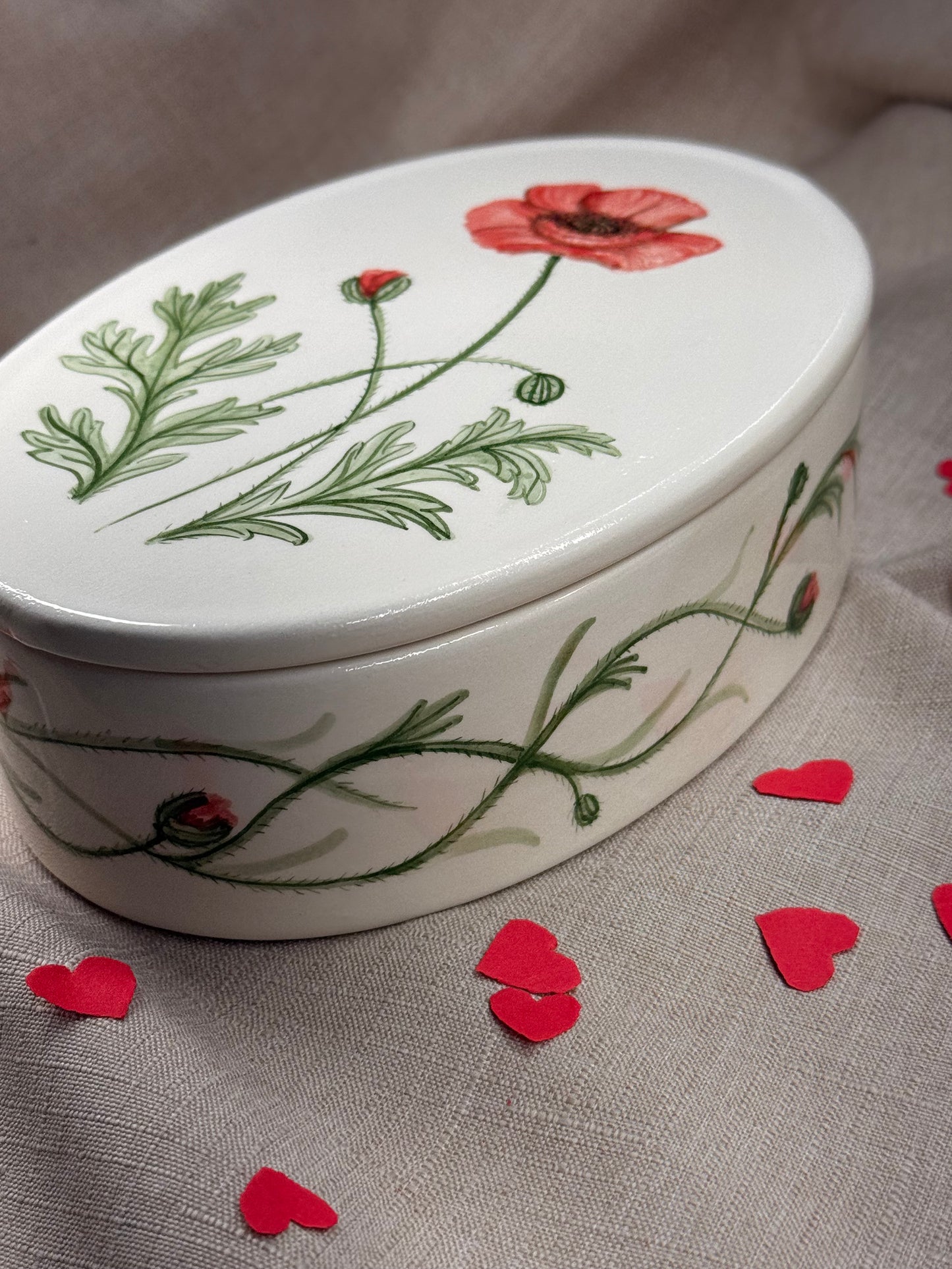 Scatola portagioie grande - Papavero + cioccolatini