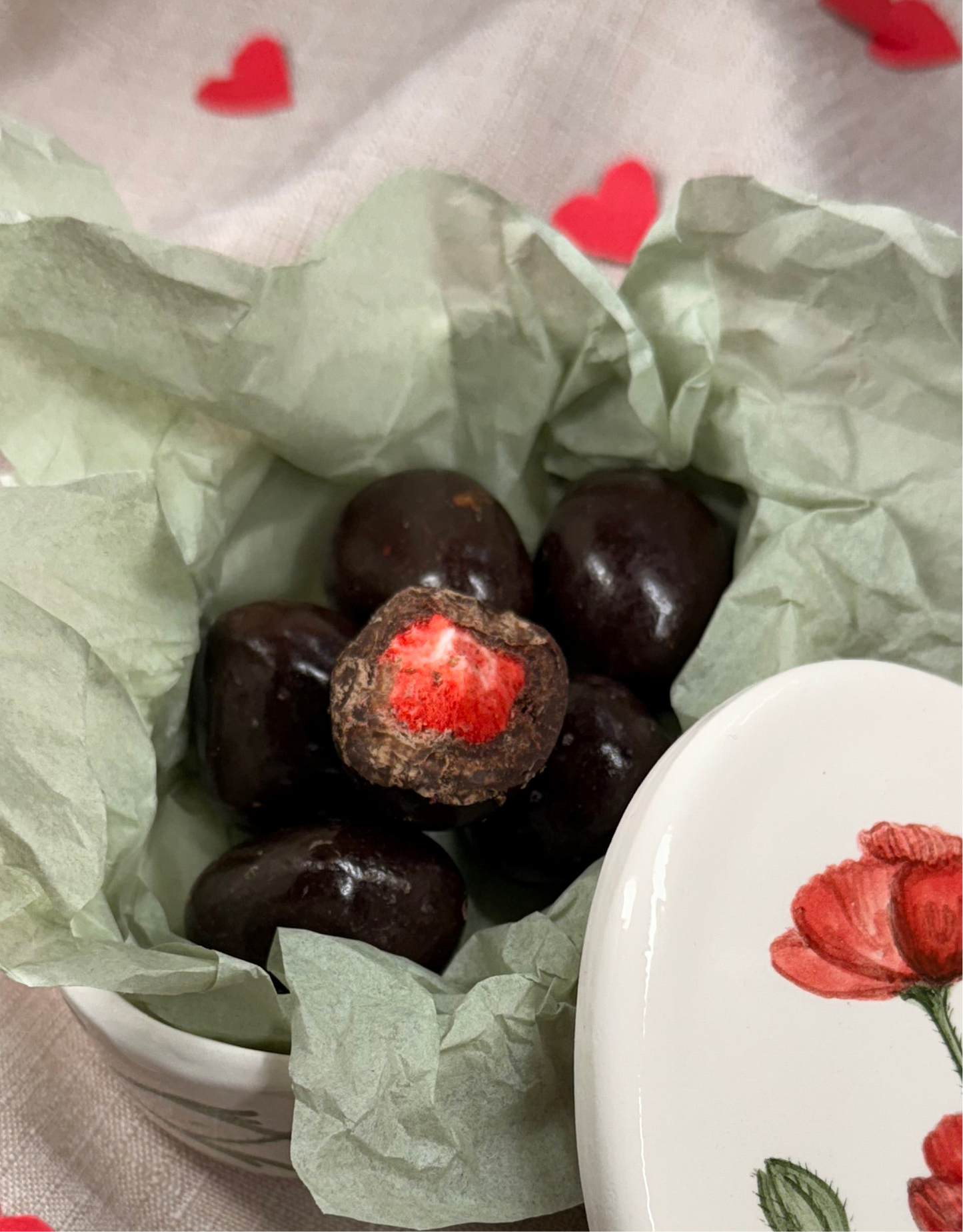 Scatola portagioie grande - Papavero + cioccolatini