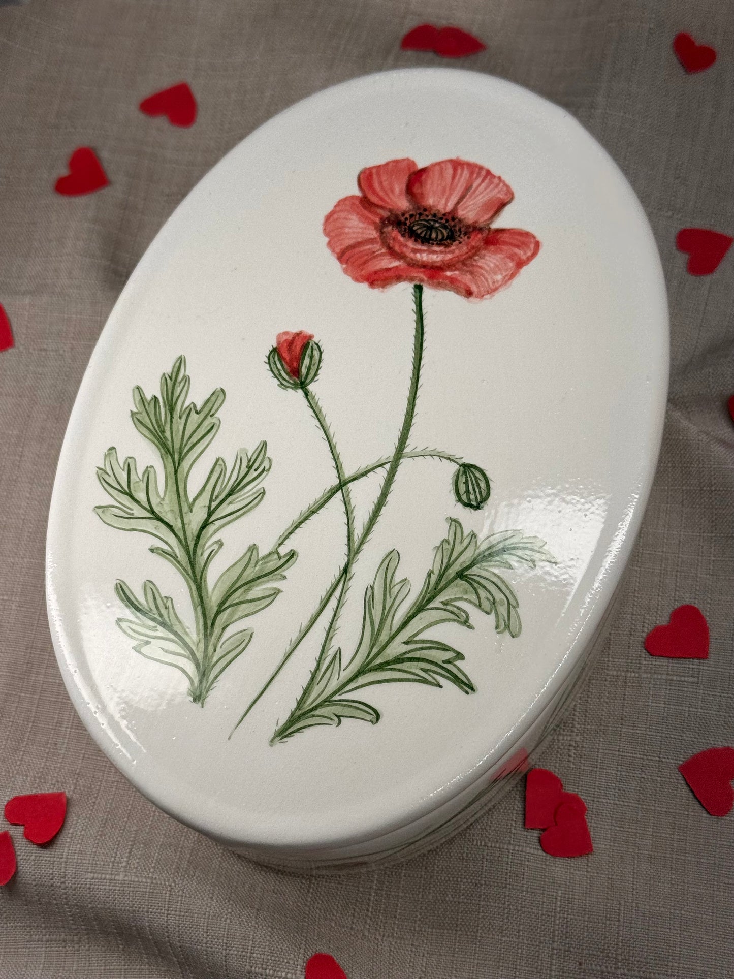 Scatola portagioie grande - Papavero + cioccolatini