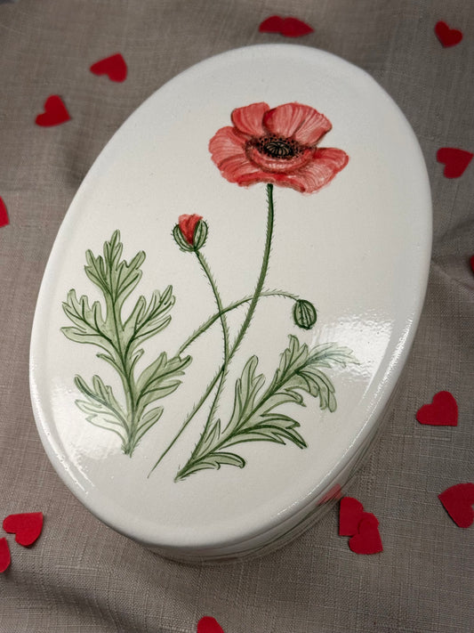 Scatola portagioie grande - Papavero + cioccolatini